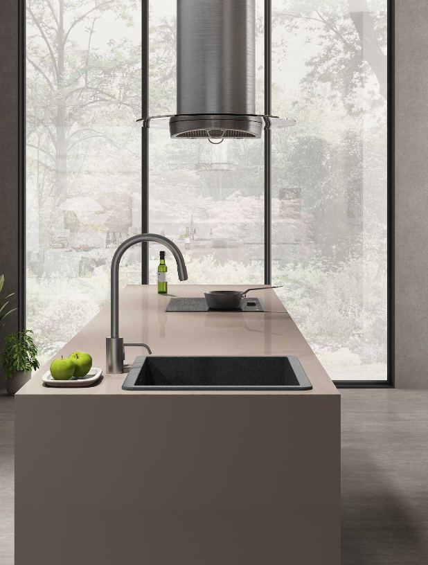 Modern stone-look kitchen countertops in Chennai