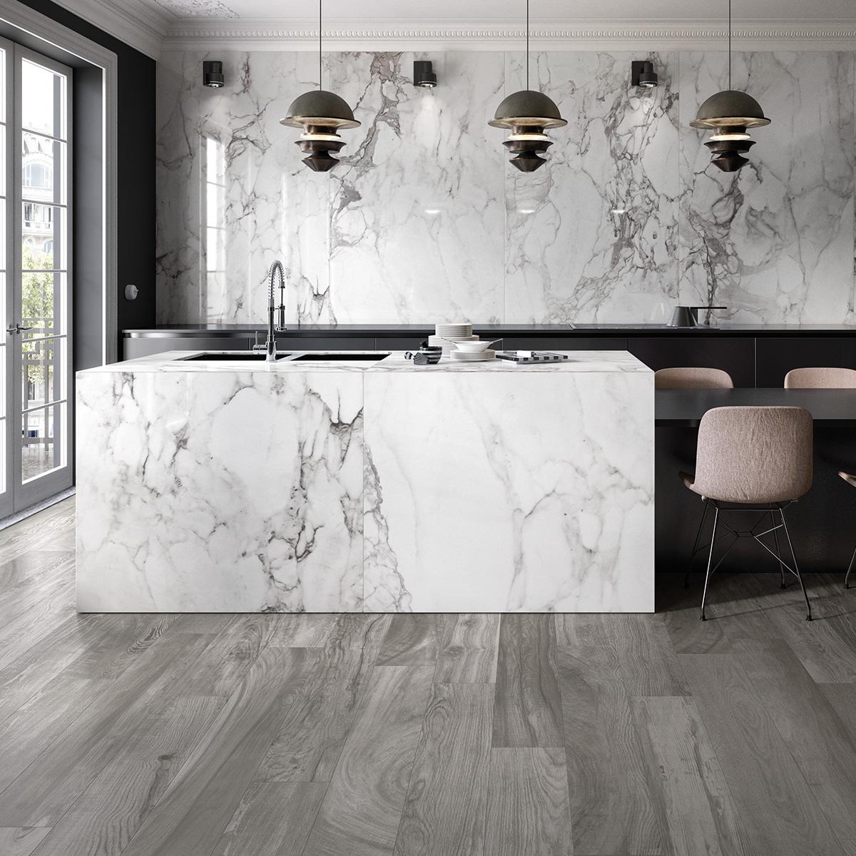 Marble-look kitchen countertop slabs in Chennai