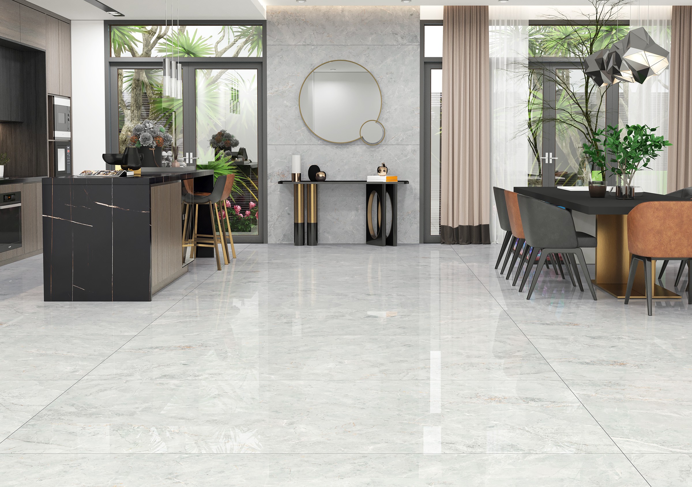 Glossy white kitchen wall tiles in Chennai by Advaya Build Mart