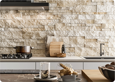 Stone-look kitchen wall tiles in Chennai