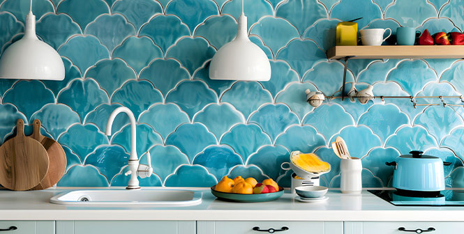 Modern kitchen wall tiles in Chennai by Advaya Build Mart